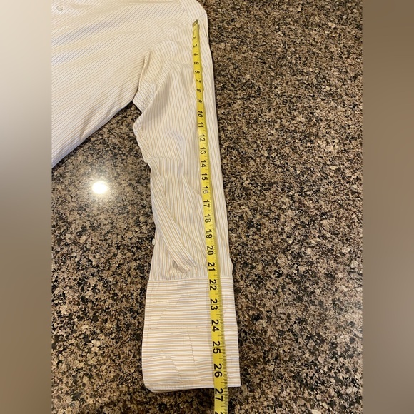 Brioni Men's Cream/Tan Striped Shirt with French Cuff’s  Size 17 Neck 43R - Picture 6 of 8